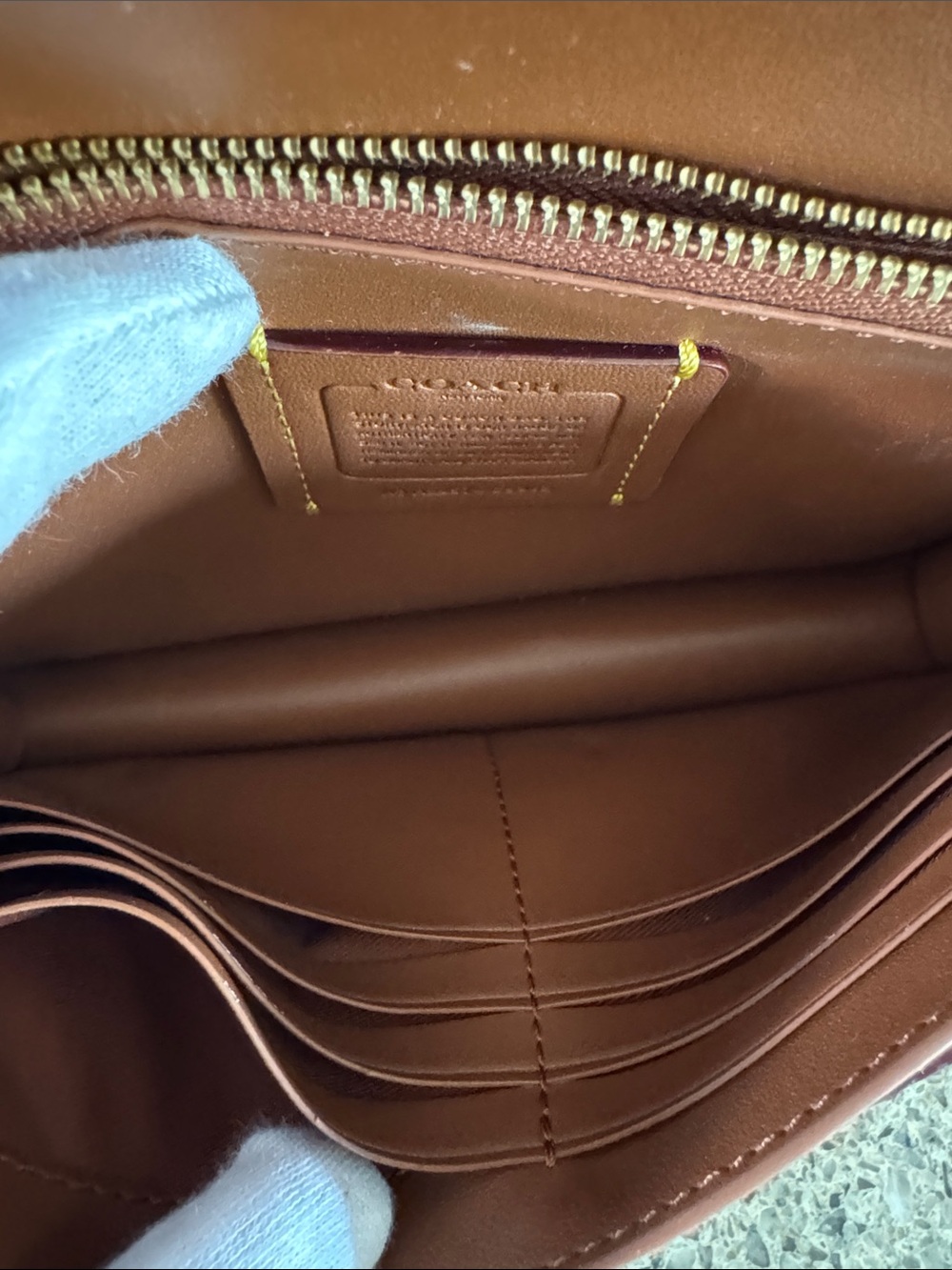 😘Coach Brown Leather & Signature Canvas Crossbody No C5362 - Picture 9 of 14